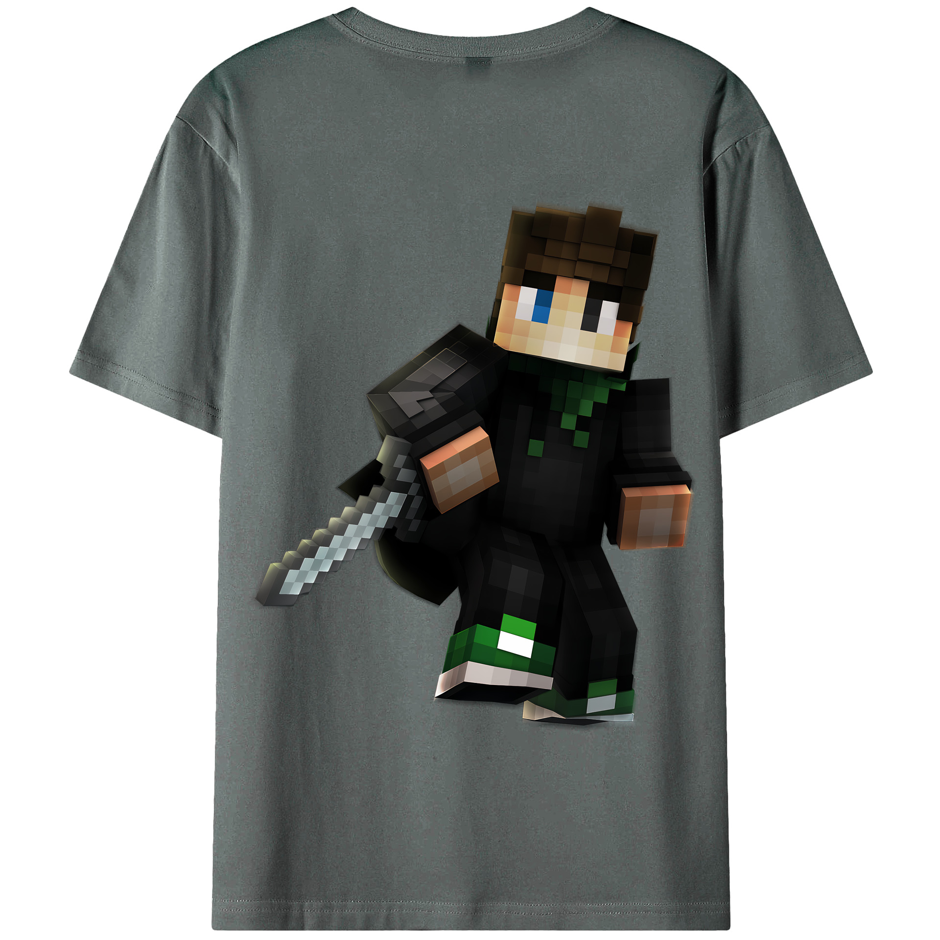 （画像用） マインクラフト ブロックの世界 Minecraft MC Block world 綿100％半袖Tシャツ（背面プリント）
